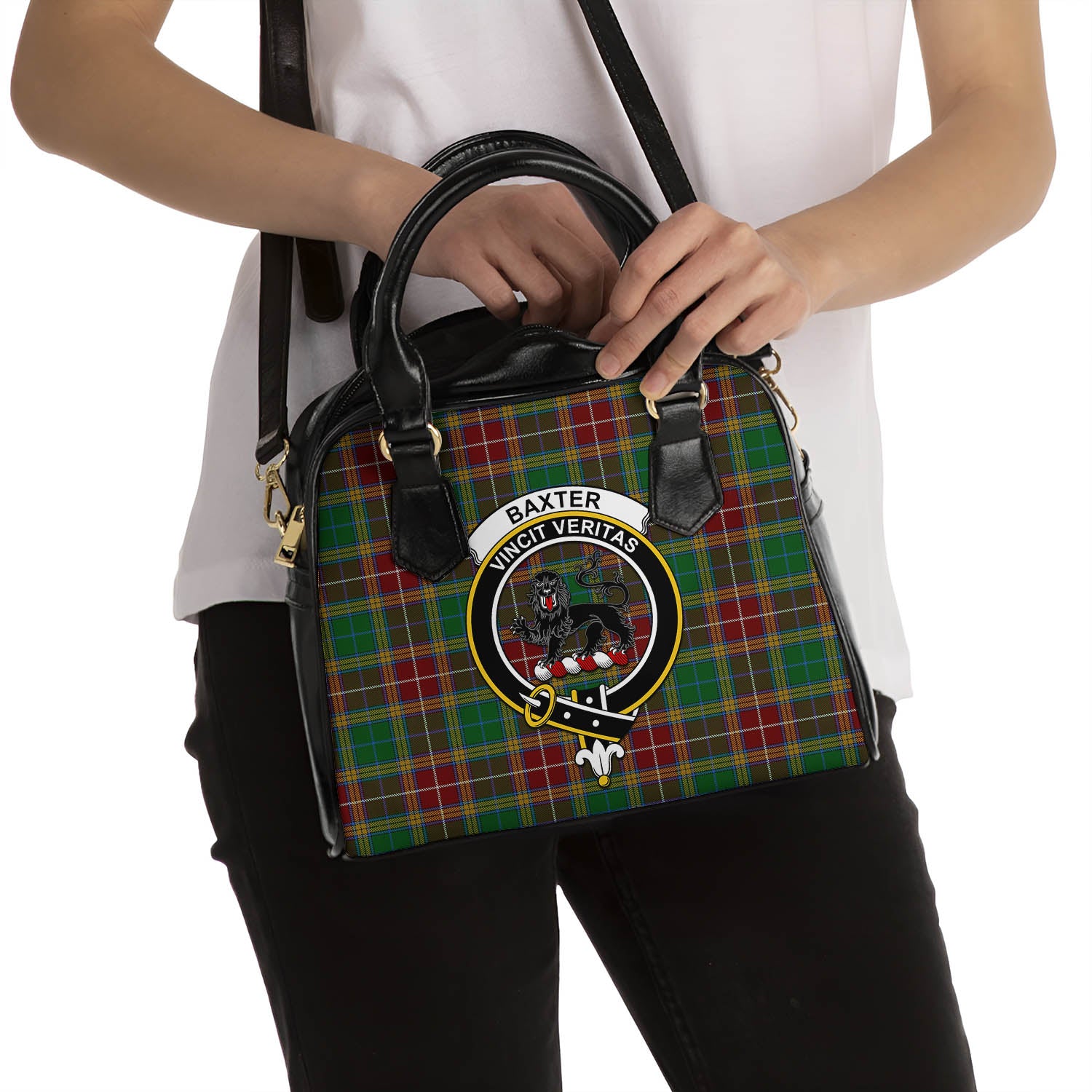 Baxter Tartan Shoulder Handbags with Family Crest - Tartanvibesclothing
