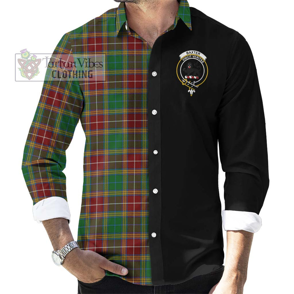 Baxter Tartan Long Sleeve Button Shirt with Family Crest and Half Of Me Style - Tartanvibesclothing Shop