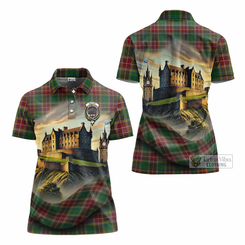 Tartan Vibes Clothing Baxter Tartan Family Crest Women's Polo Shirt with Scottish Ancient Castle Stype