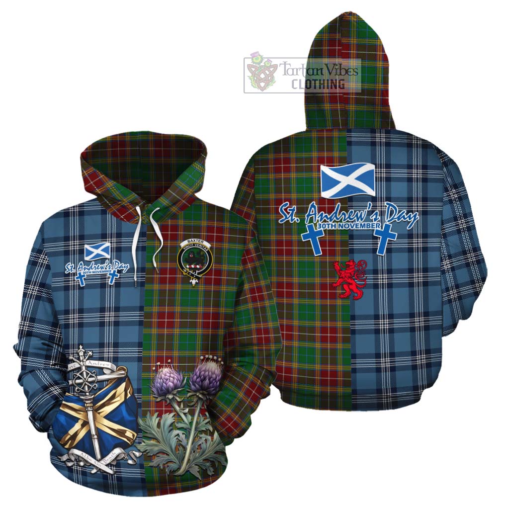 Tartan Vibes Clothing Baxter Tartan Cotton Hoodie Happy St. Andrew's Day Half Tartan Style