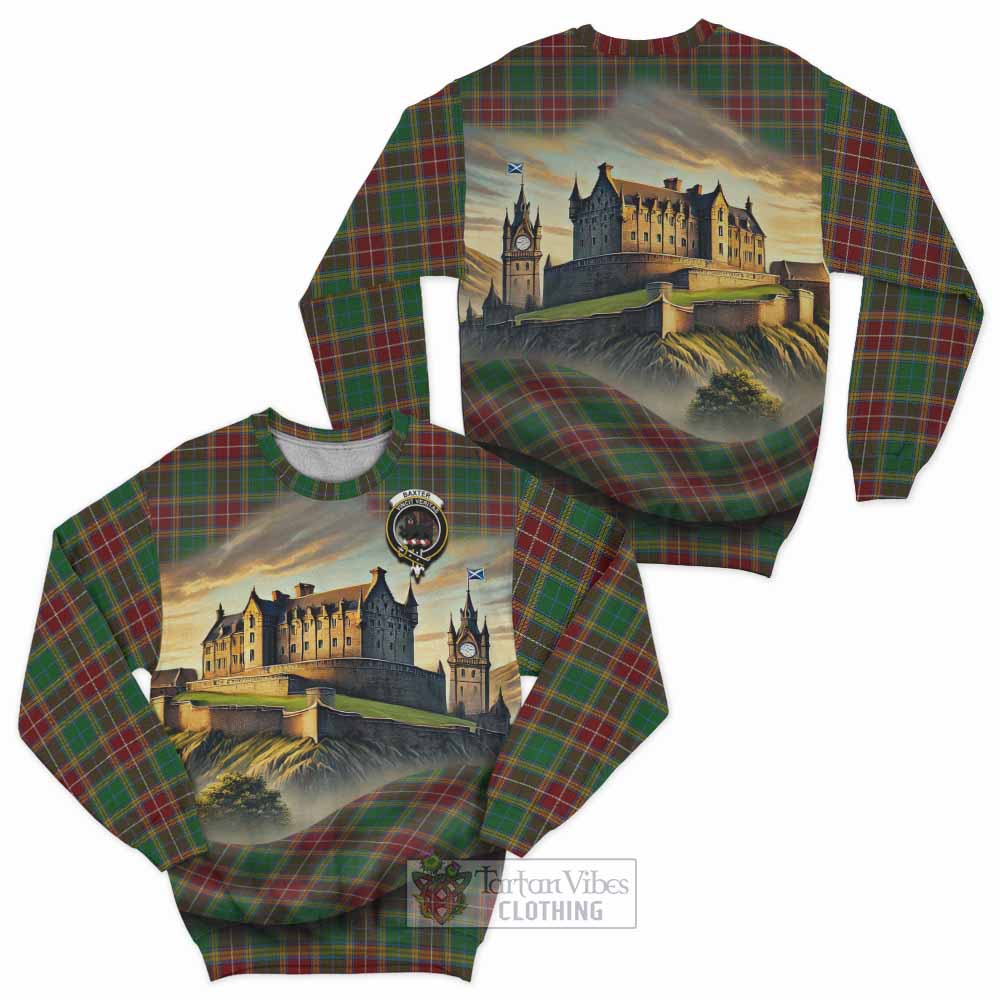 Tartan Vibes Clothing Baxter Tartan Family Crest Sweatshirt with Scottish Ancient Castle Style