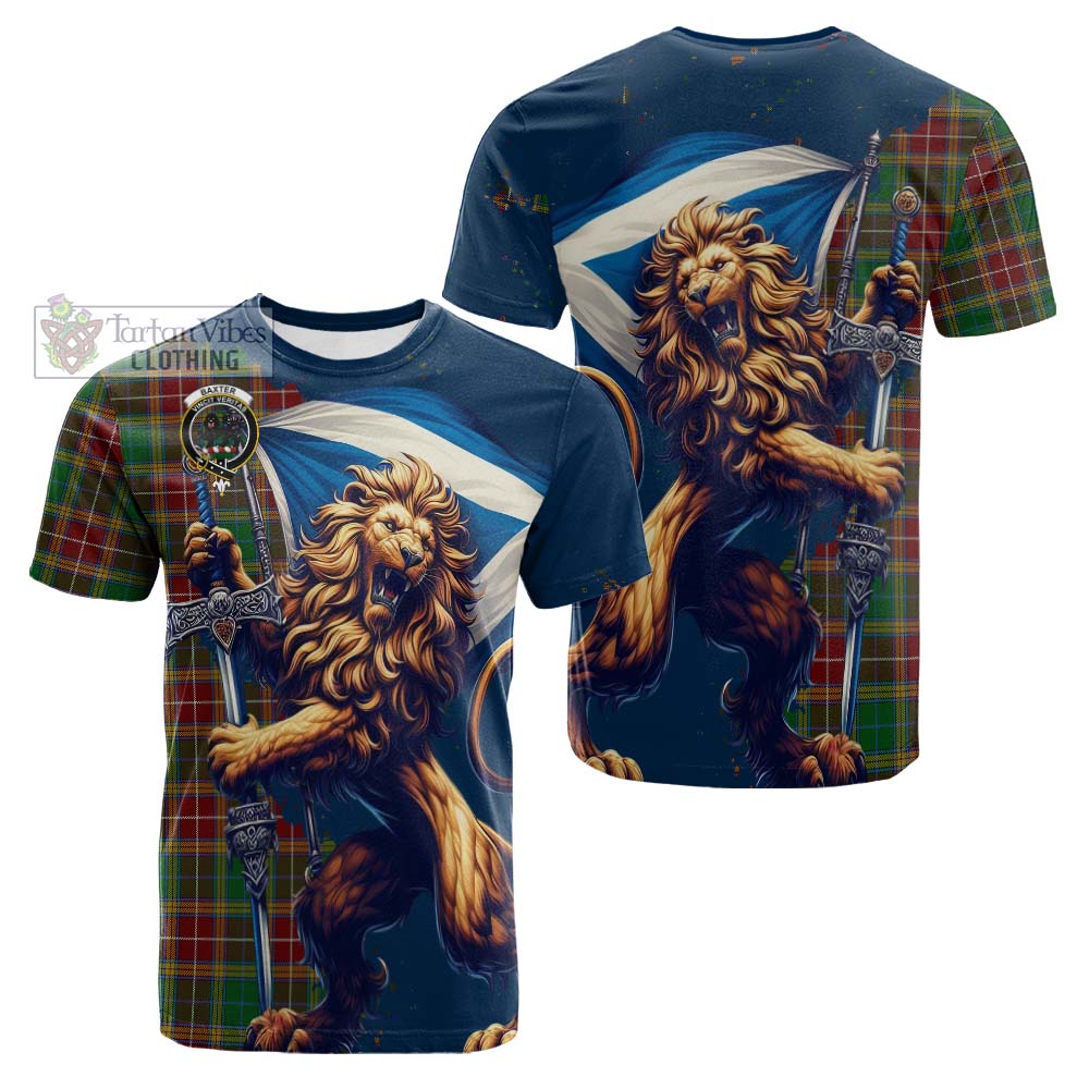 Tartan Vibes Clothing Baxter Tartan Family Crest Cotton T-shirt with Scottish Majestic Lion