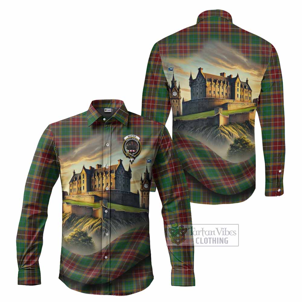 Tartan Vibes Clothing Baxter Tartan Family Crest Long Sleeve Button Shirt with Scottish Ancient Castle Style