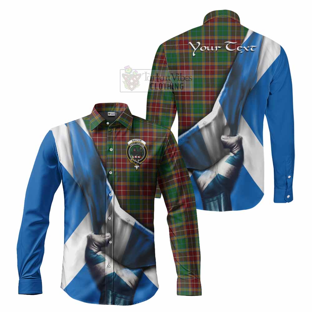 Tartan Vibes Clothing Baxter Tartan Long Sleeve Button Shirt with Family Crest Scotland Patriotic Style