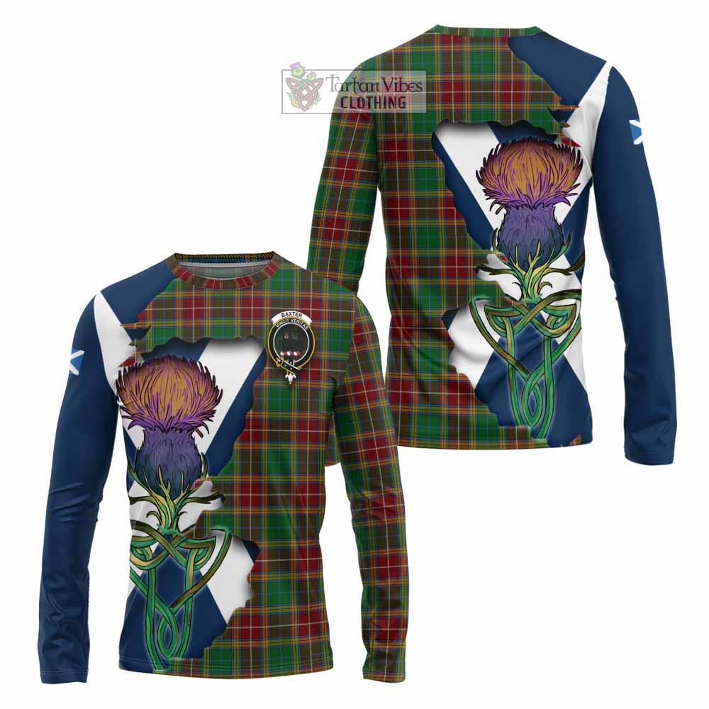 Tartan Vibes Clothing Baxter Tartan Family Crest Long Sleeve T-Shirt Scottish Thistle Celtic Inspired