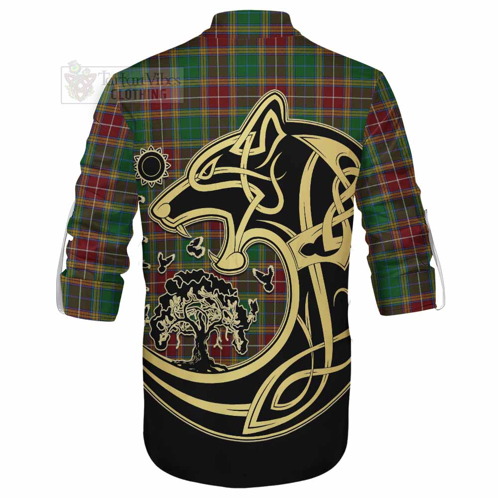 Tartan Vibes Clothing Baxter Tartan Ghillie Kilt Shirt with Family Crest Celtic Wolf Style