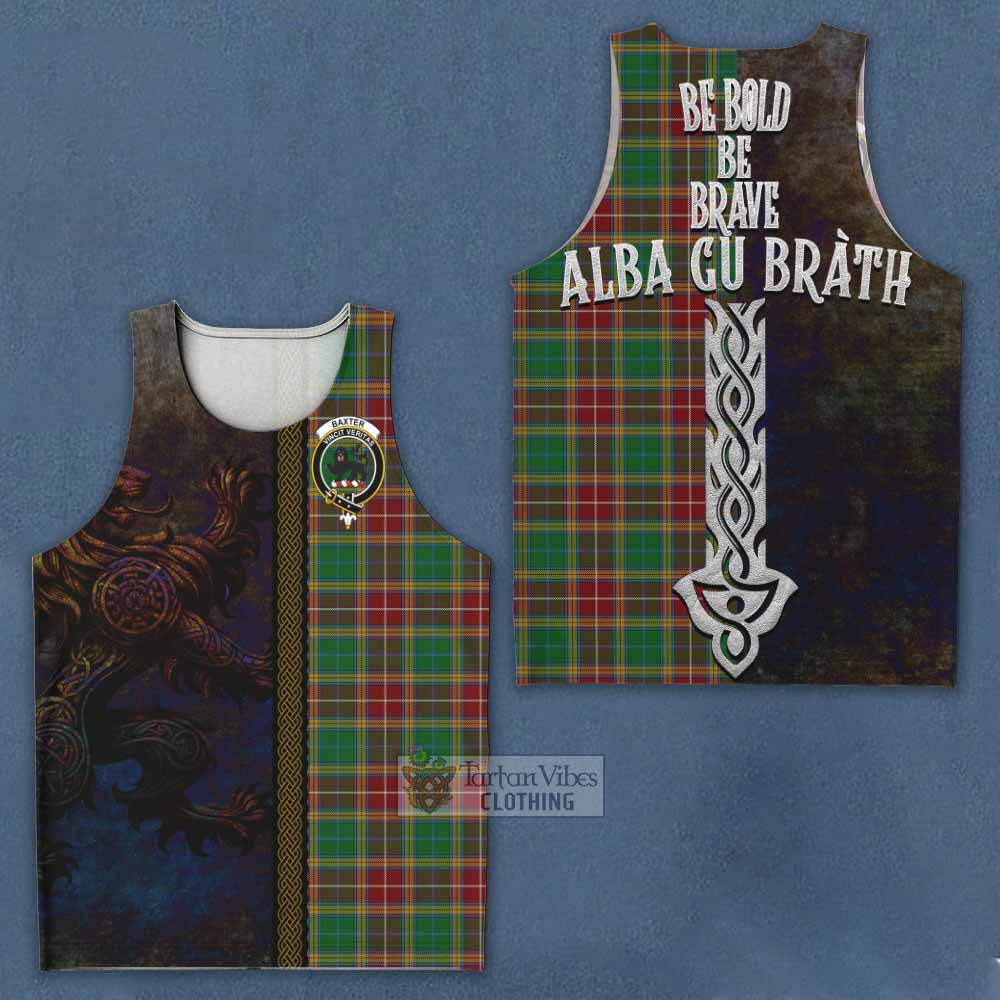 Tartan Vibes Clothing Baxter Tartan Family Crest Men's Tank Top Alba Gu Brath Be Brave Lion Ancient Style
