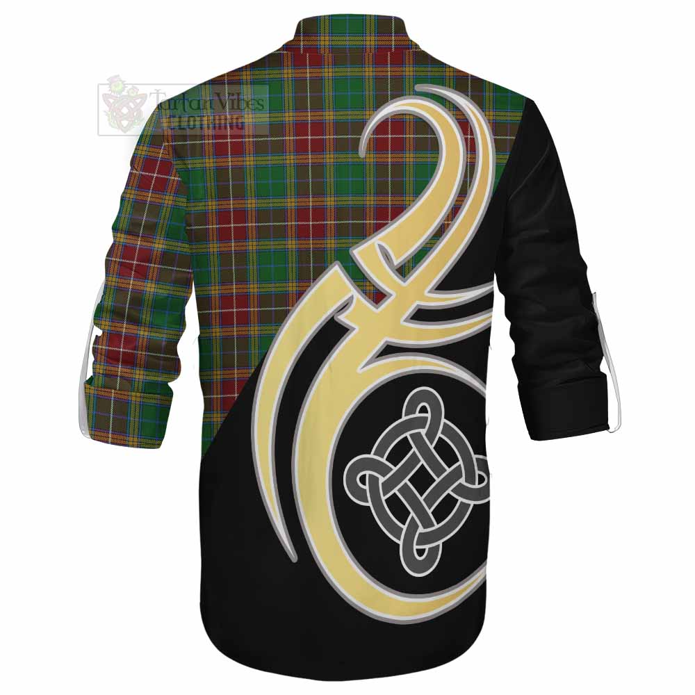 Tartan Vibes Clothing Baxter Tartan Ghillie Kilt Shirt with Family Crest and Celtic Symbol Style