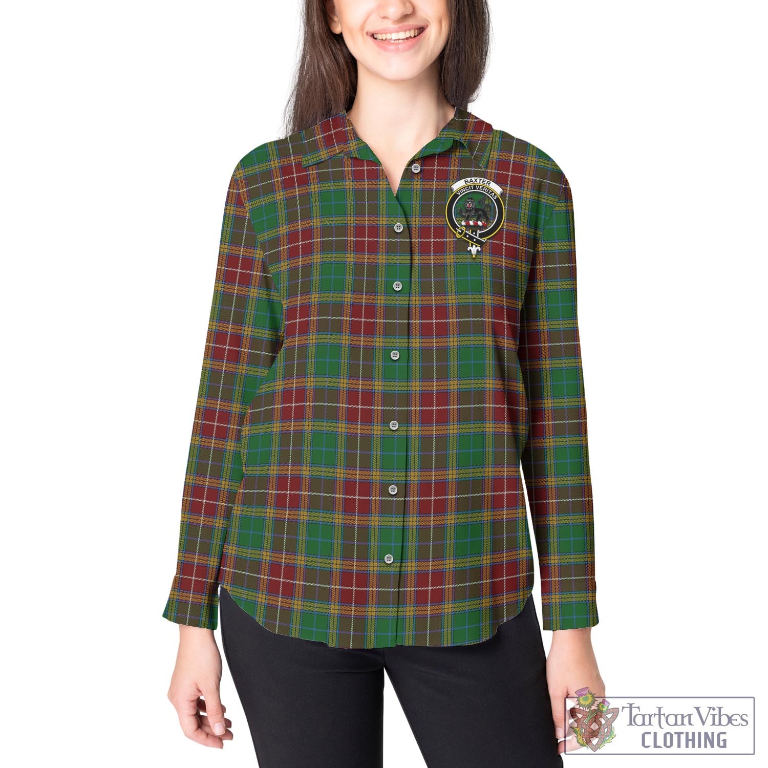 Tartan Vibes Clothing Baxter Tartan Womens Casual Shirt with Family Crest