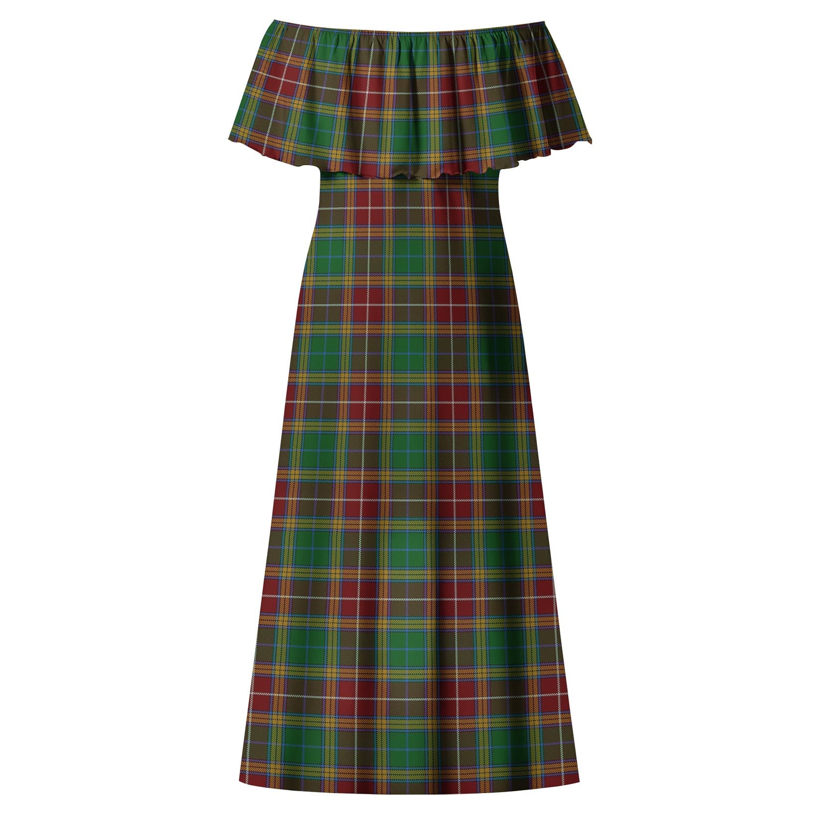 Baxter Tartan Off Shoulder Long Dress - Tartanvibesclothing