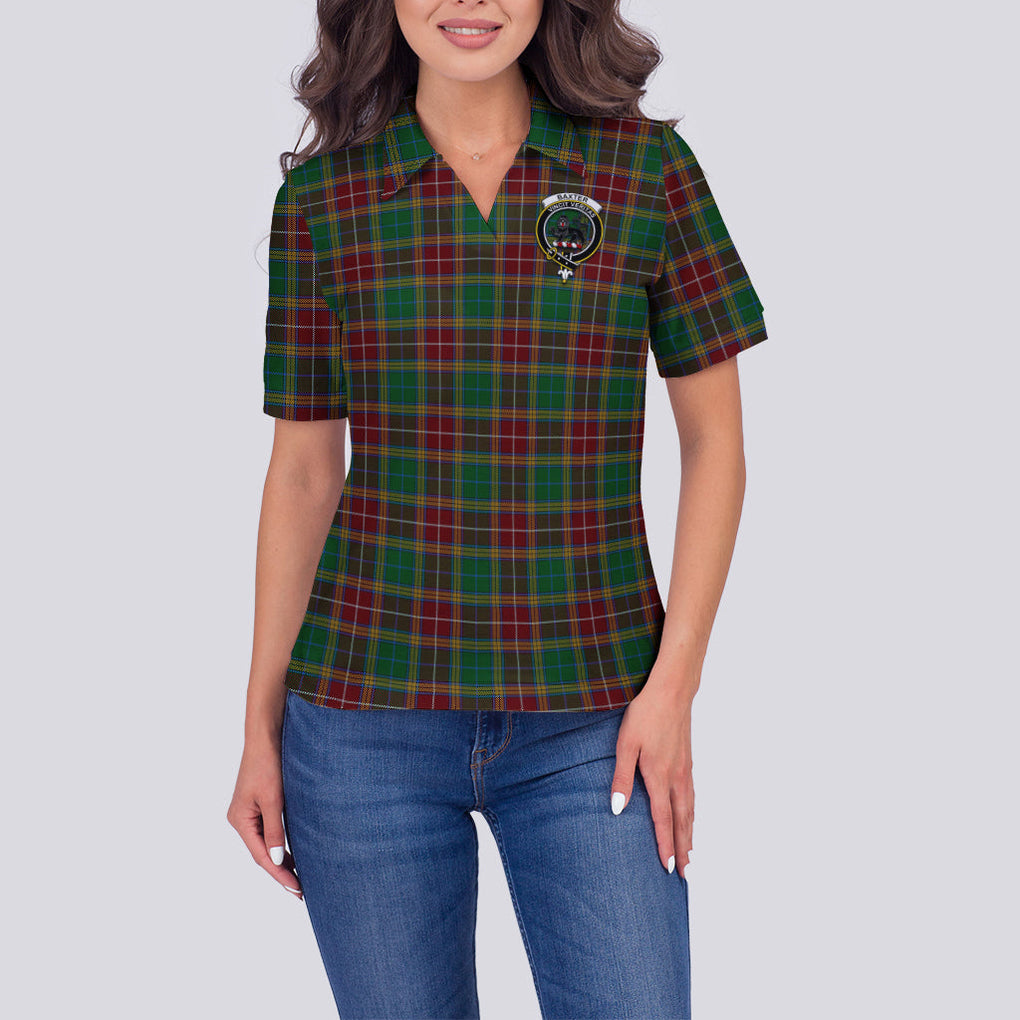 Baxter Tartan Polo Shirt with Family Crest For Women - Tartan Vibes Clothing