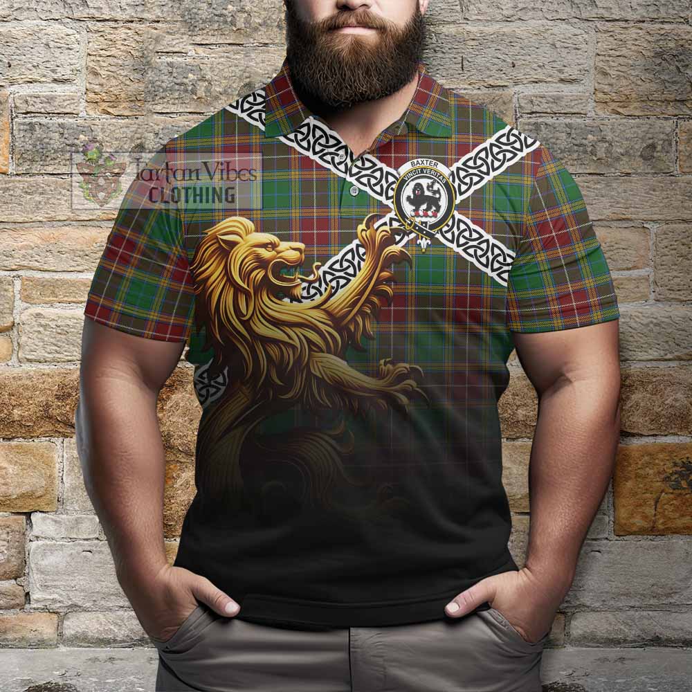 Tartan Vibes Clothing Baxter Crest Tartan Polo Shirt with Golden Lion Emblem Celtic Style