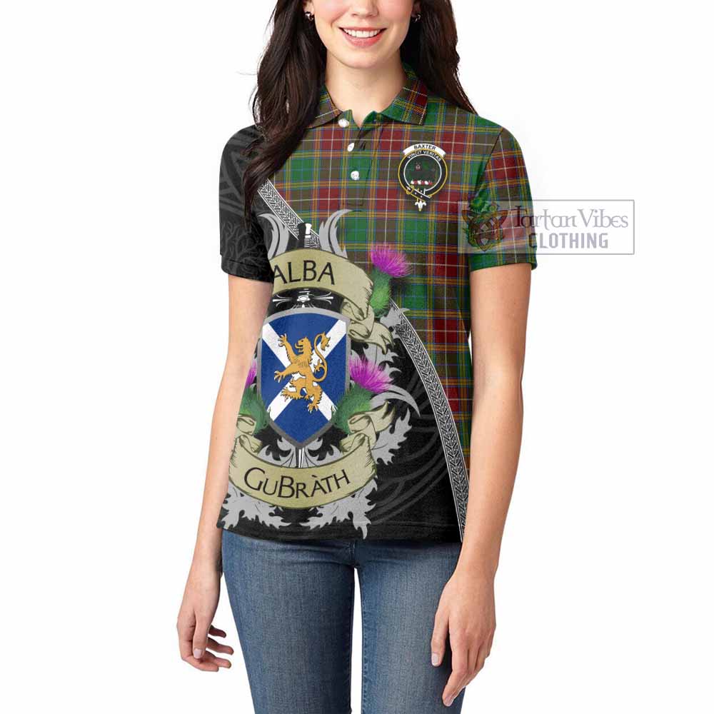 Tartan Vibes Clothing Baxter Tartan Family Crest Women's Polo Shirt Lion Rampant Royal Thistle Shield Celtic Inspired