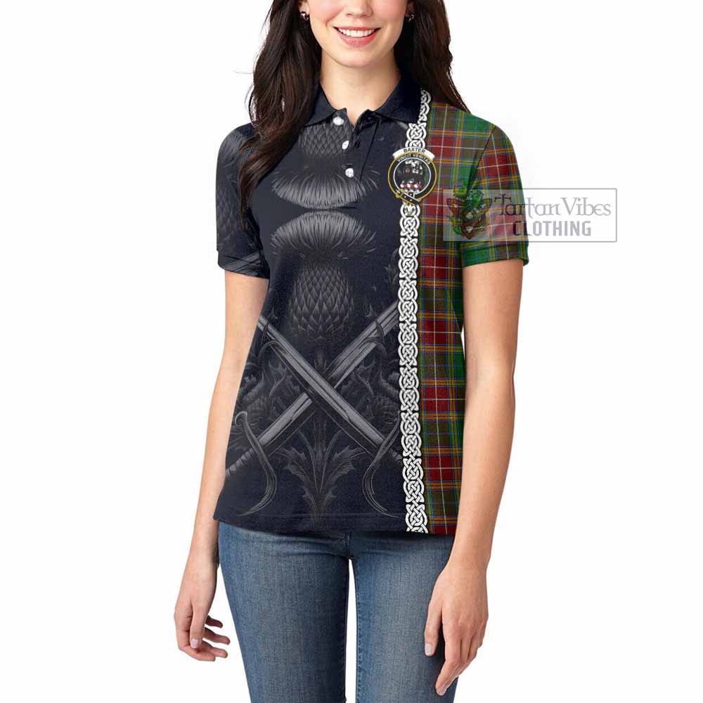 Tartan Vibes Clothing Baxter Tartan Women's Polo Shirt with Family Crest Cross Sword Thistle Celtic Vibes