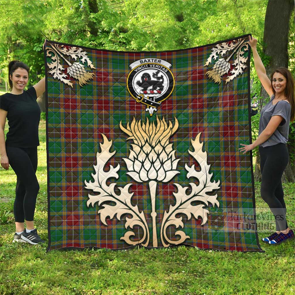 Tartan Vibes Clothing Baxter Tartan Quilt with Family Crest and Golden Thistle Style