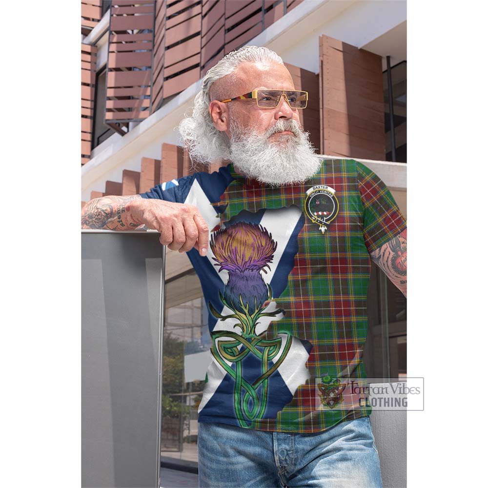 Tartan Vibes Clothing Baxter Tartan Family Crest Cotton T-shirt Scottish Thistle Celtic Inspired