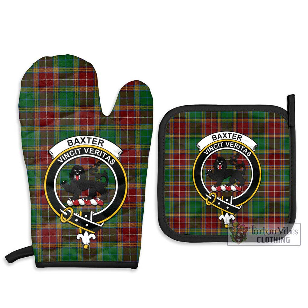 Baxter Tartan Combo Oven Mitt & Pot-Holder with Family Crest Combo 1 Oven Mitt & 2 Pot-Holder Black - Tartan Vibes Clothing
