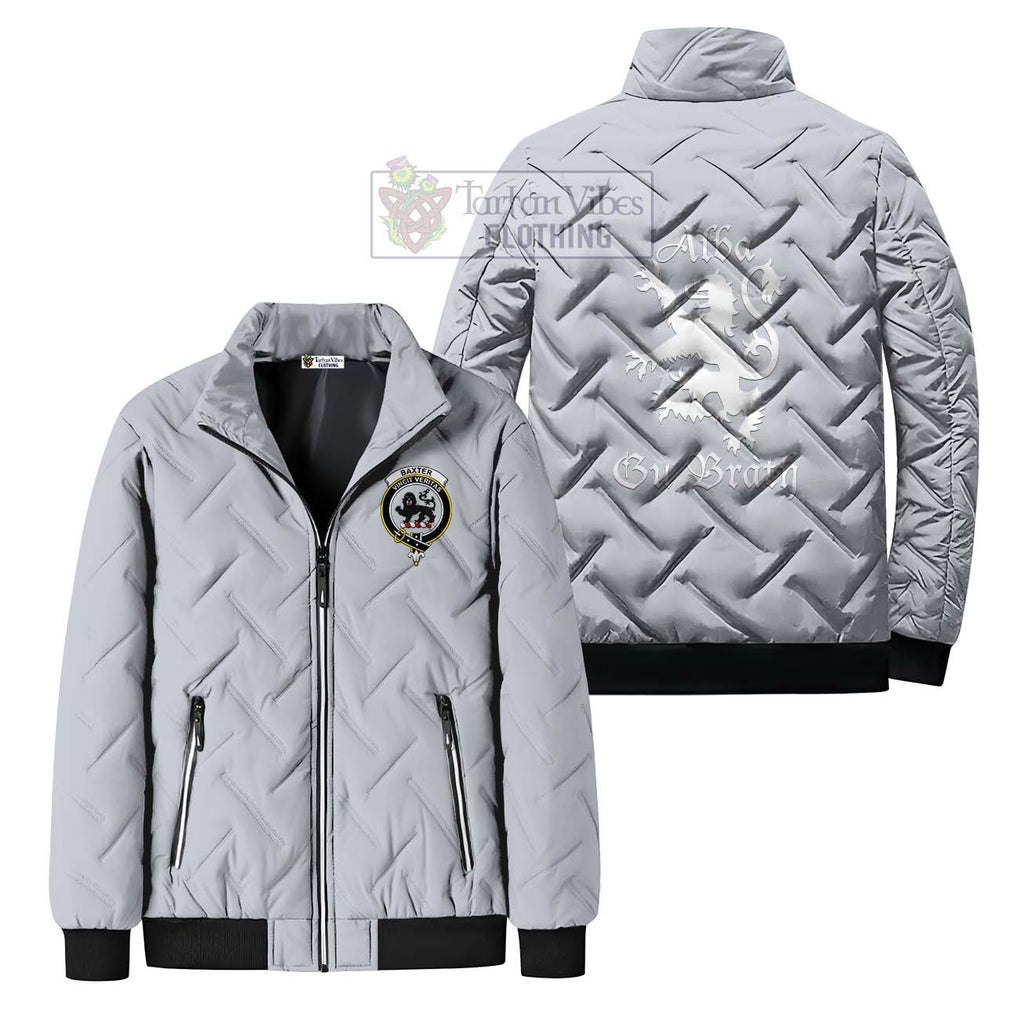 Baxter Family Crest Padded Cotton Jacket Lion Rampant Alba Gu Brath Style Gray Unisex - 2D-tartanvibesclothing