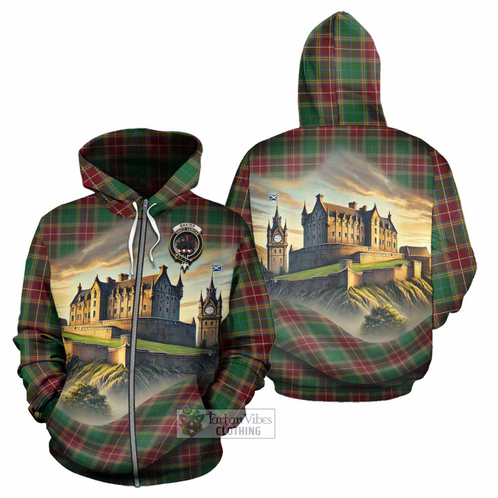 Tartan Vibes Clothing Baxter Tartan Family Crest Hoodie with Scottish Ancient Castle Style