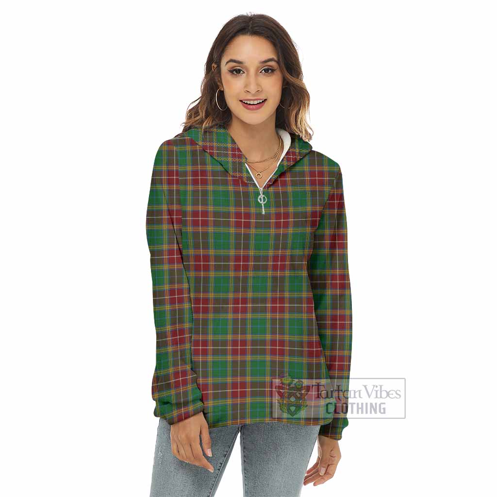 Tartan Vibes Clothing Baxter Tartan Women's Borg  Half Zip Fleece Hoodie