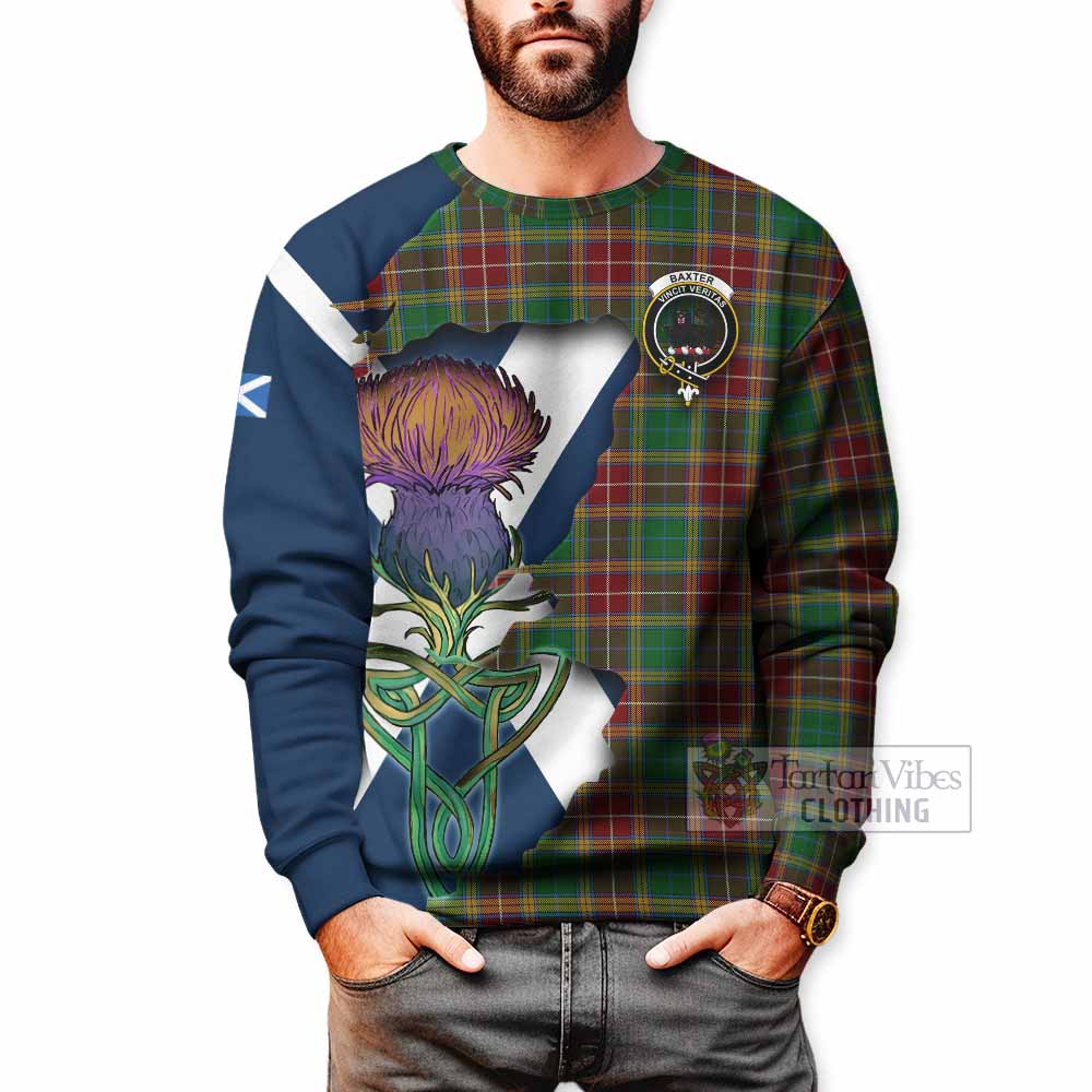 Tartan Vibes Clothing Baxter Tartan Family Crest Sweatshirt Scottish Thistle Celtic Inspired