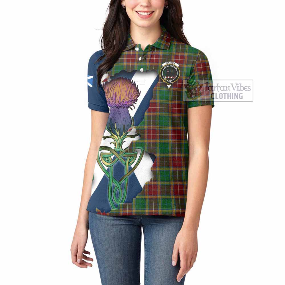 Tartan Vibes Clothing Baxter Tartan Family Crest Women's Polo Shirt Scottish Thistle Celtic Inspired