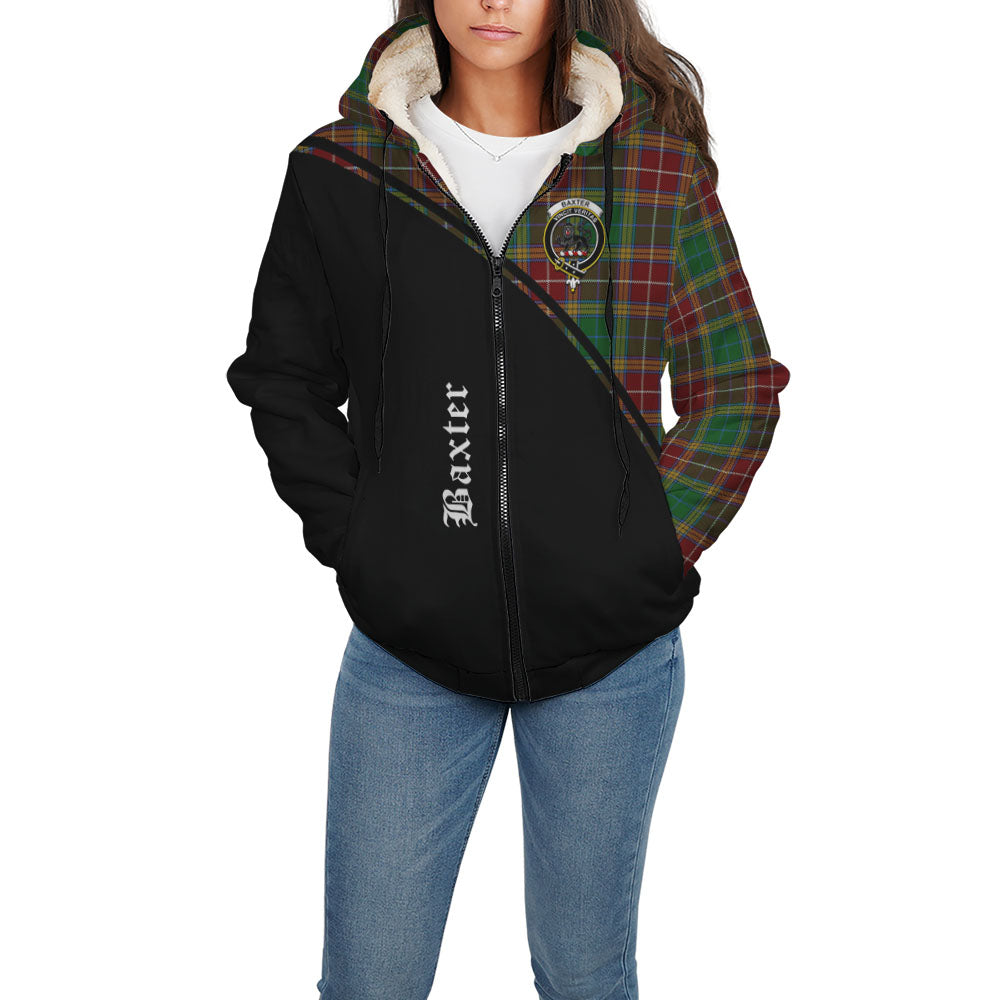 Baxter Tartan Sherpa Hoodie with Family Crest Curve Style - Tartanvibesclothing