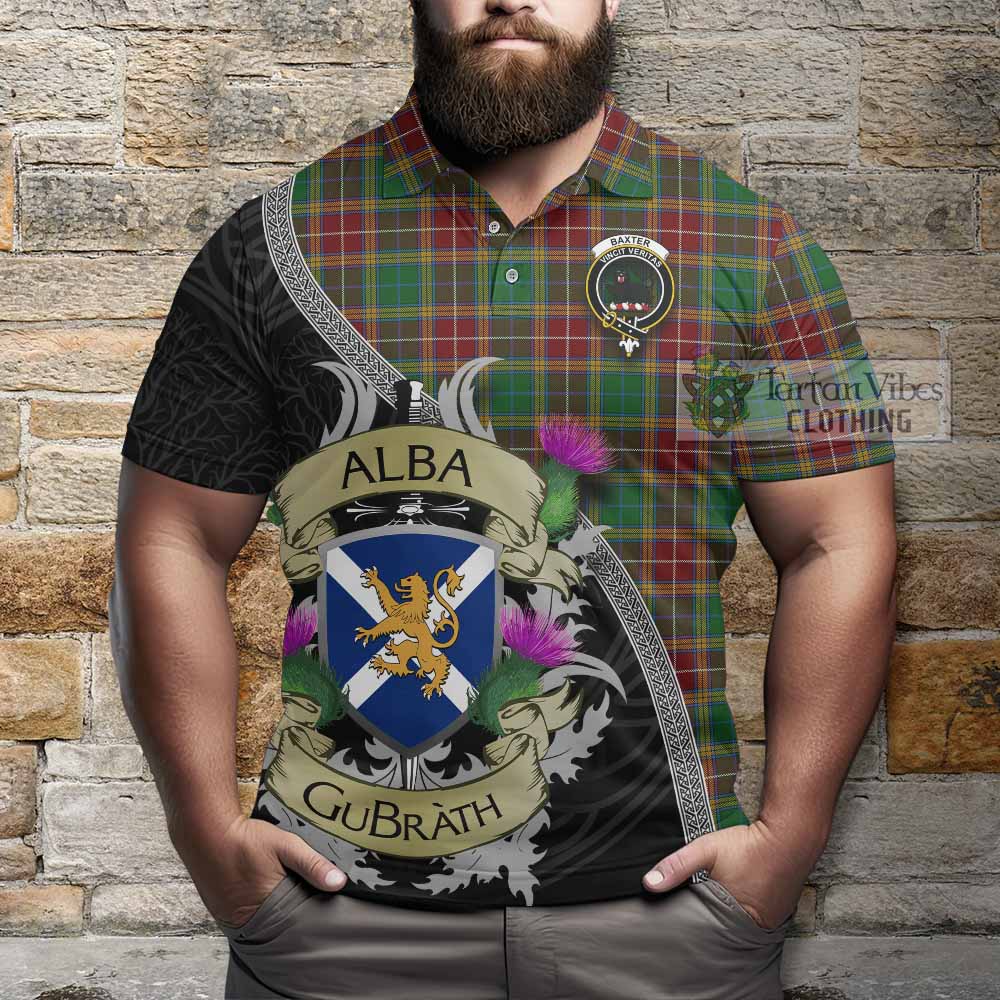 Baxter Tartan Family Crest Polo Shirt Lion Rampant Royal Thistle Shield Celtic Inspired - Tartan Vibes Clothing