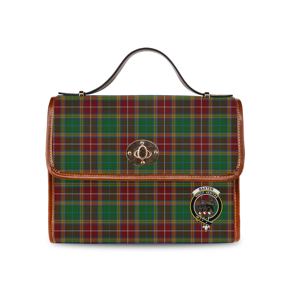 Baxter Tartan Leather Strap Waterproof Canvas Bag with Family Crest - Tartanvibesclothing