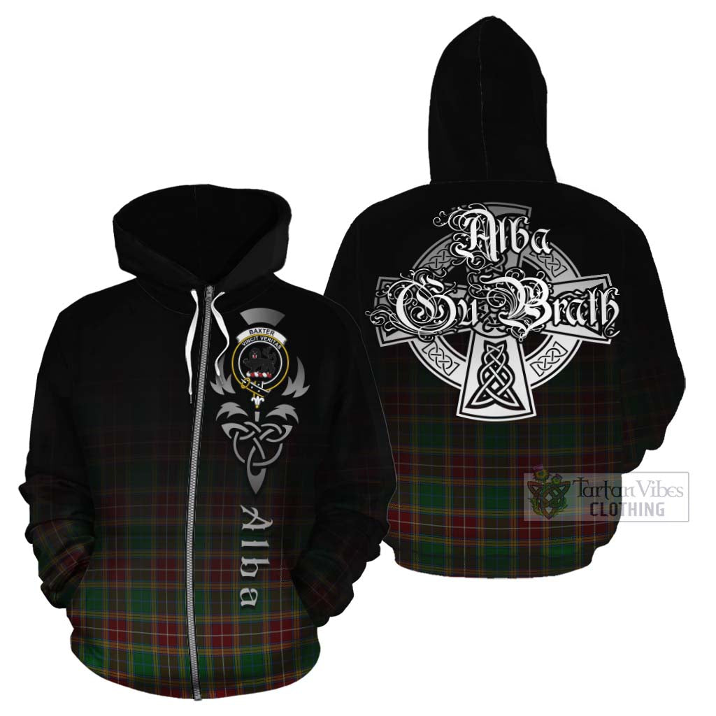 Tartan Vibes Clothing Baxter Tartan Cotton Hoodie Featuring Alba Gu Brath Family Crest Celtic Inspired