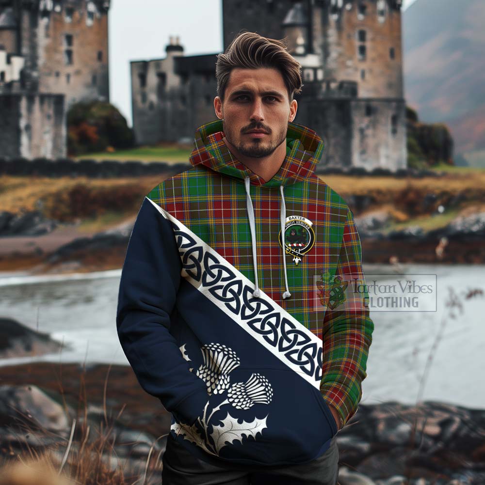 Tartan Vibes Clothing Baxter Tartan Cotton Hoodie Featuring Thistle and Scotland Map