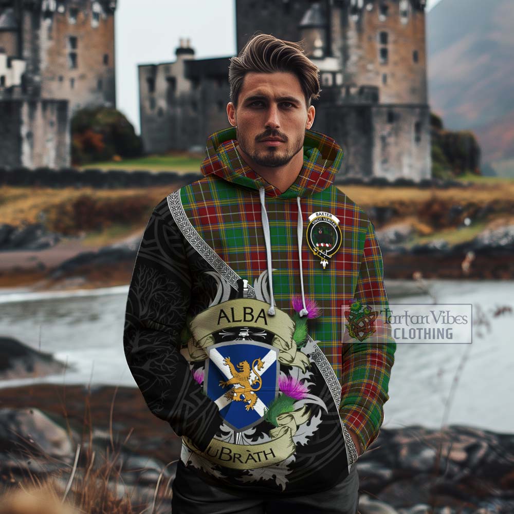 Tartan Vibes Clothing Baxter Tartan Family Crest Cotton Hoodie Lion Rampant Royal Thistle Shield Celtic Inspired