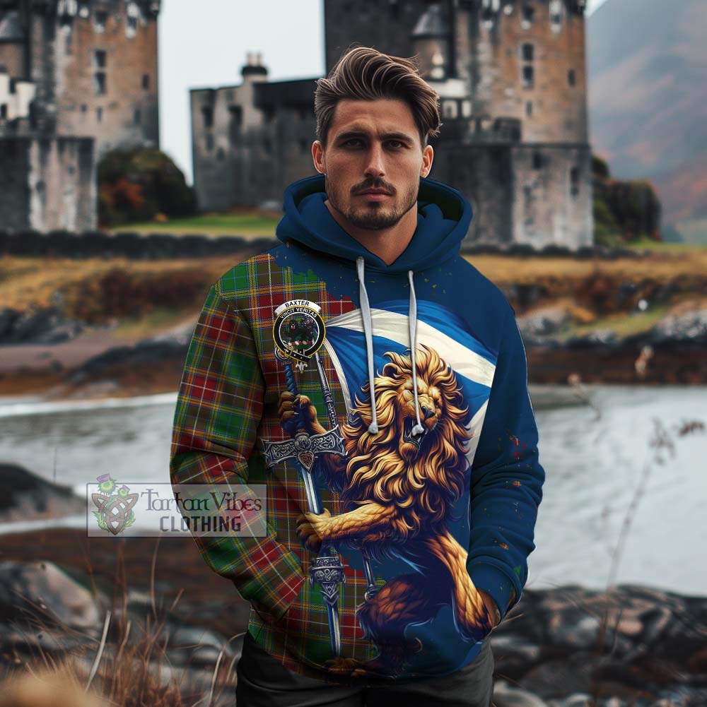 Tartan Vibes Clothing Baxter Tartan Family Crest Cotton Hoodie with Scottish Majestic Lion