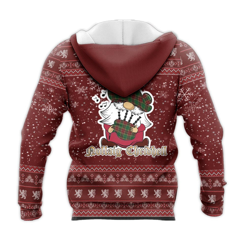 Baxter Clan Christmas Knitted Hoodie with Funny Gnome Playing Bagpipes - Tartanvibesclothing