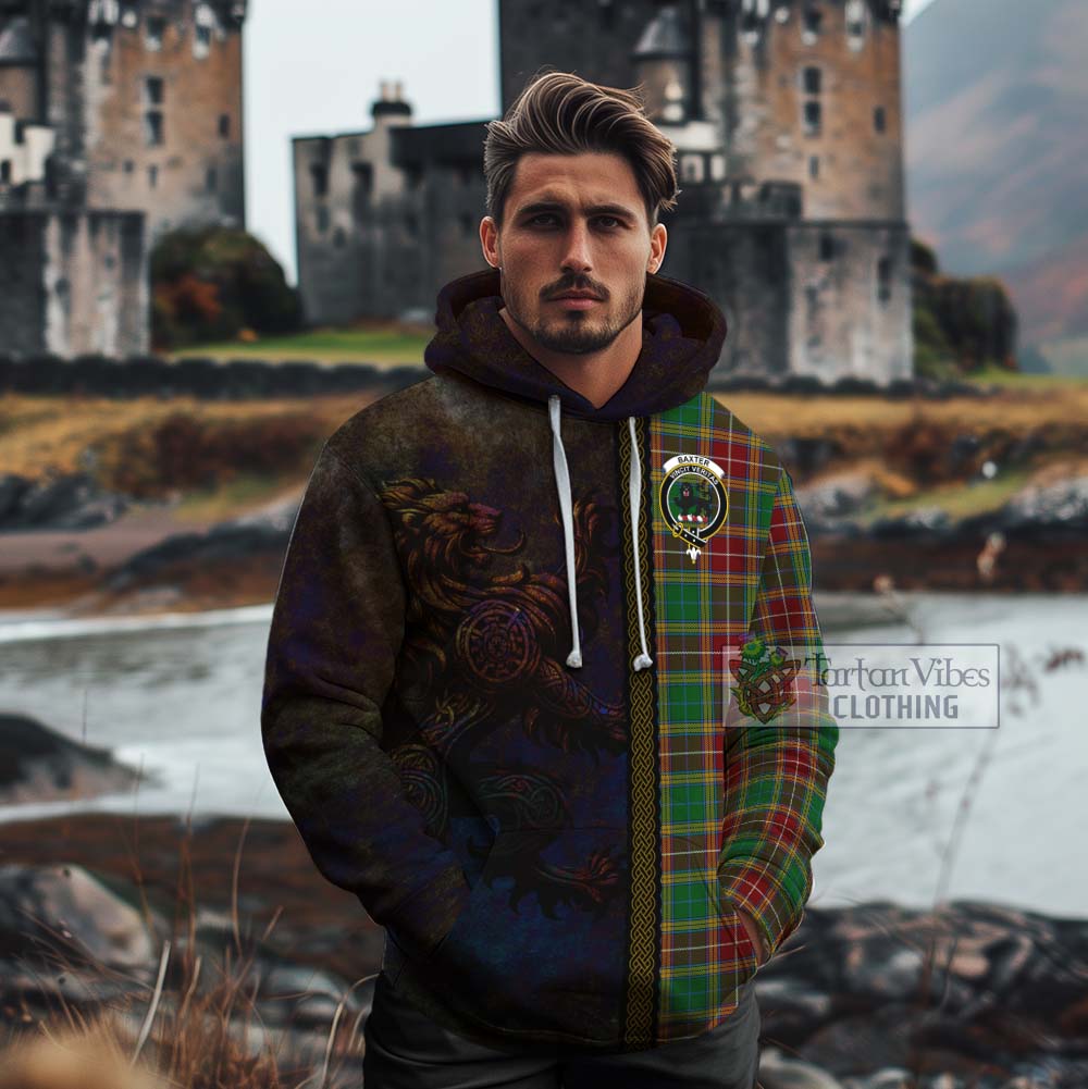 Tartan Vibes Clothing Baxter Tartan Family Crest Cotton Hoodie Alba Gu Brath Be Brave Lion Ancient Style