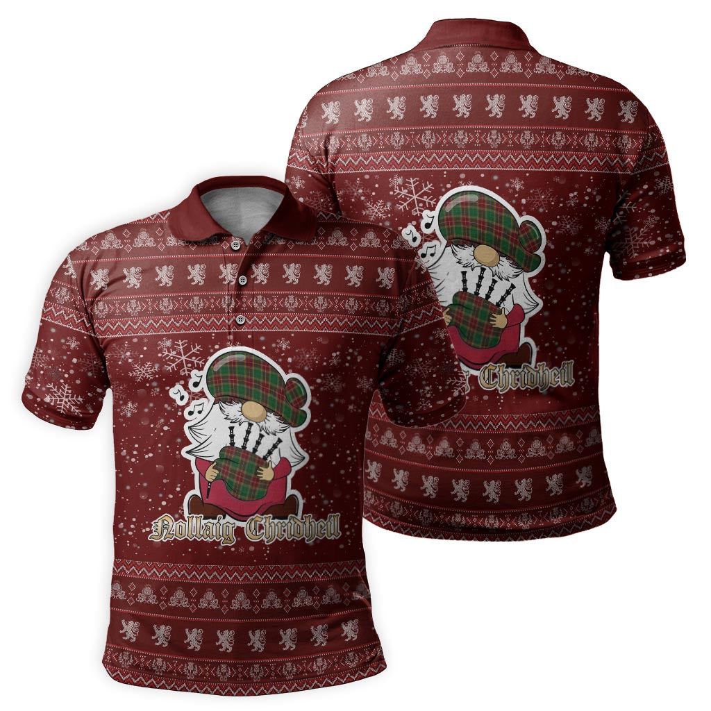Baxter Clan Christmas Family Polo Shirt with Funny Gnome Playing Bagpipes - Tartanvibesclothing