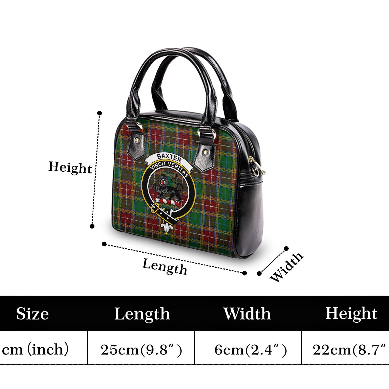 Baxter Tartan Shoulder Handbags with Family Crest - Tartanvibesclothing