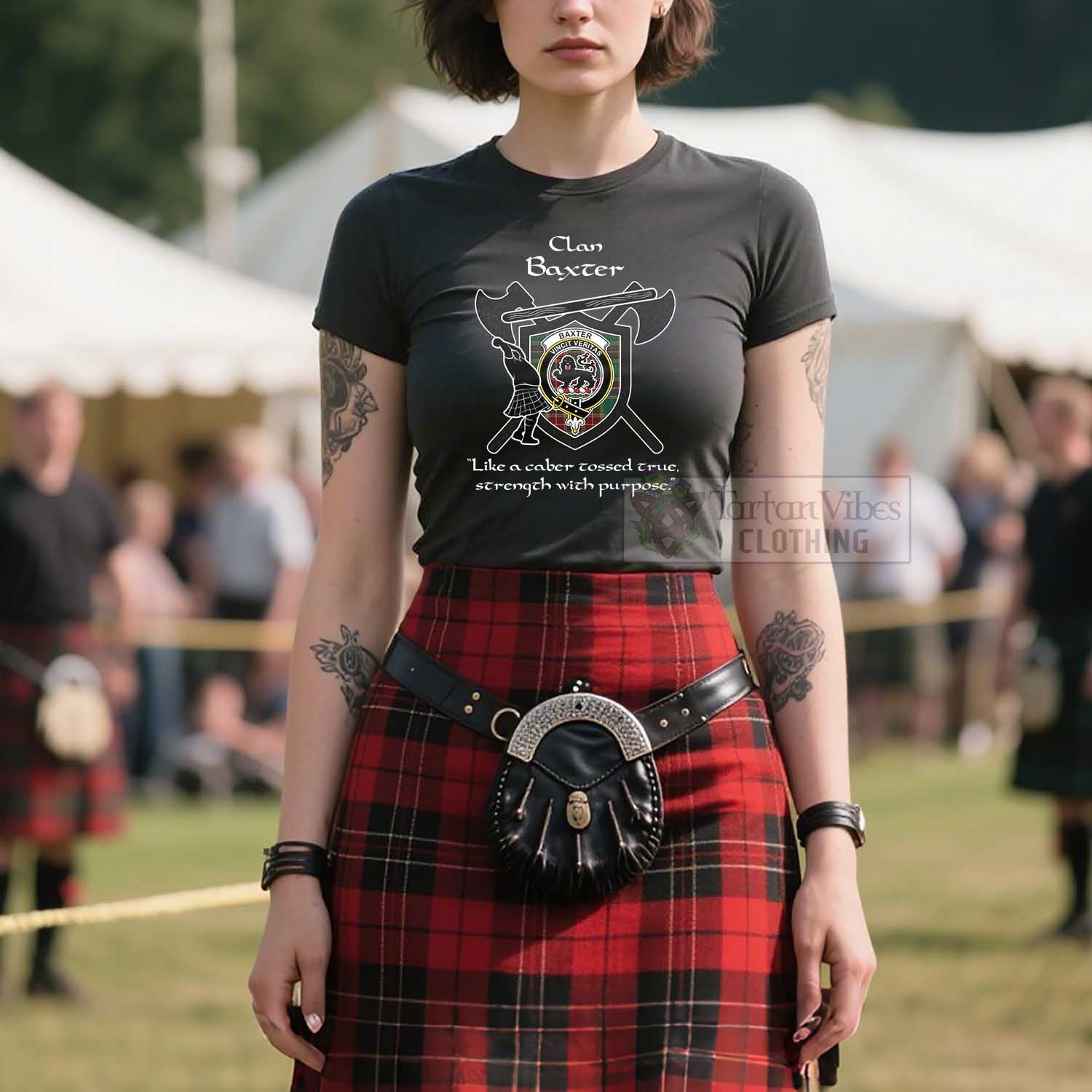 Baxter Clan Crest Highland Game T Shirt Strength With Purpose Style - Tartan Vibes Clothing