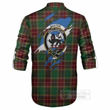 Baxter Clan Crest In Me Tartan Ghillie Shirt Scotland Flag Style