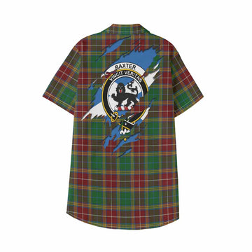 Baxter Clan Crest In Me Tartan Kid Hawaiian Shirt Scotland Flag Style