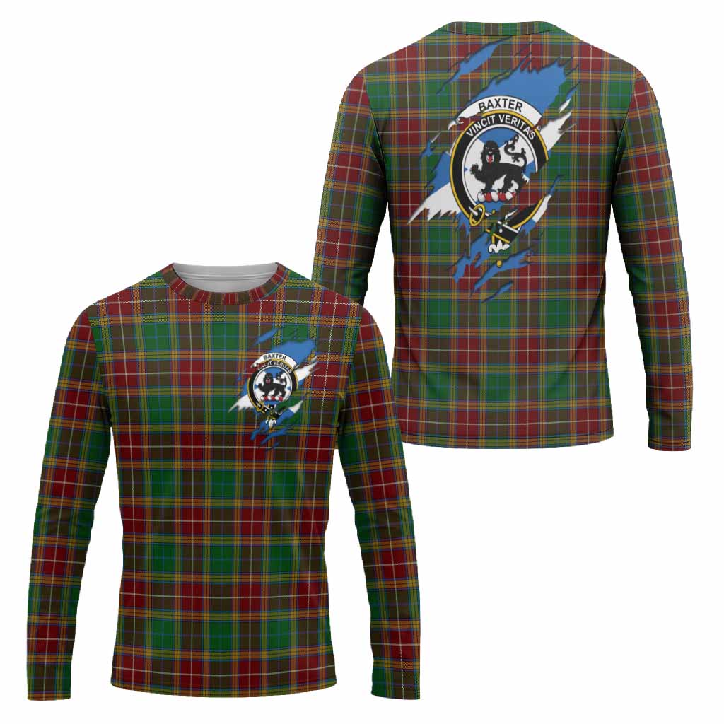 Baxter Clan Crest In Me Tartan Long Sleeve T-Shirt Scotland Flag Style