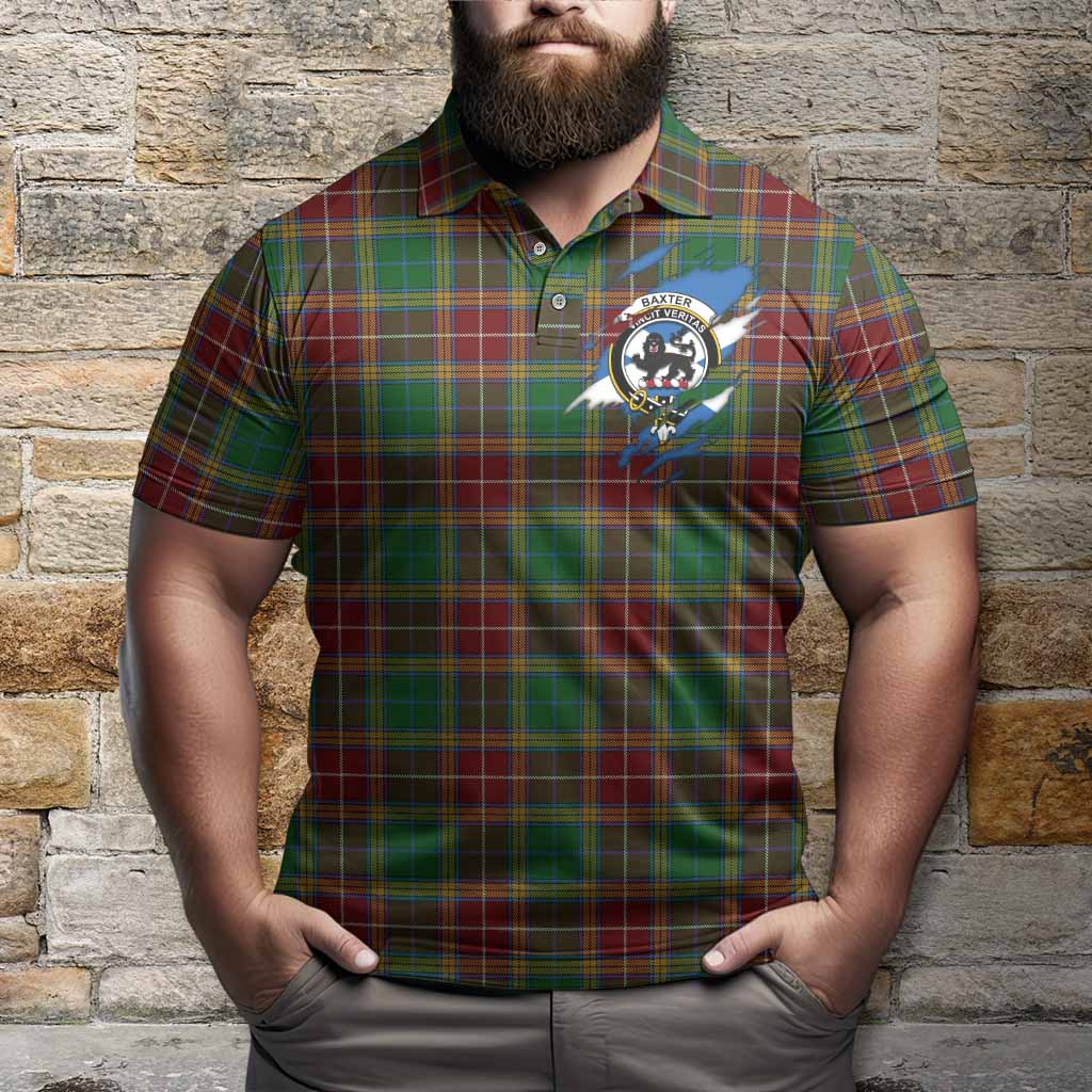 Baxter Clan Crest In Me Tartan Polo Shirt Scotland Flag Style