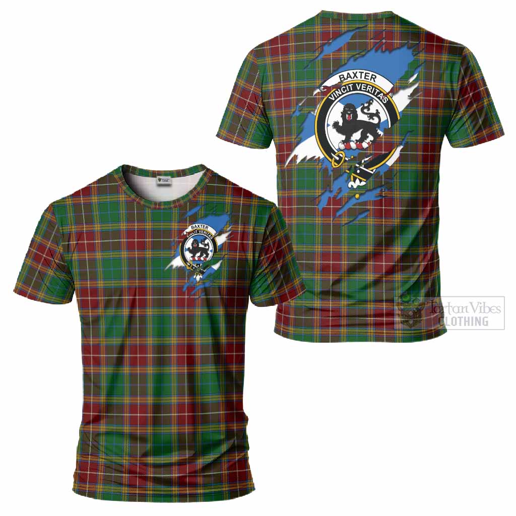 Baxter Clan Crest In Me Tartan T-Shirt Scotland Flag Style