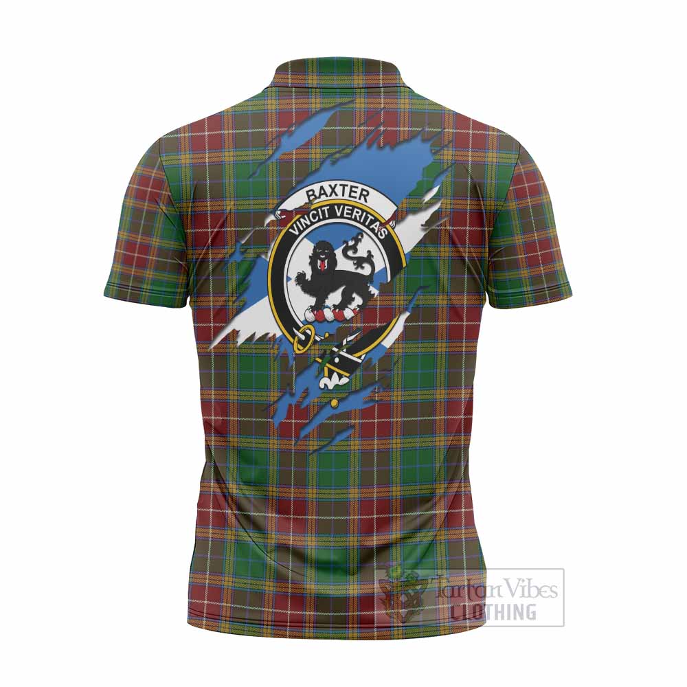 Baxter Clan Crest In Me Tartan Zipper Polo Shirt Scotland Flag Style