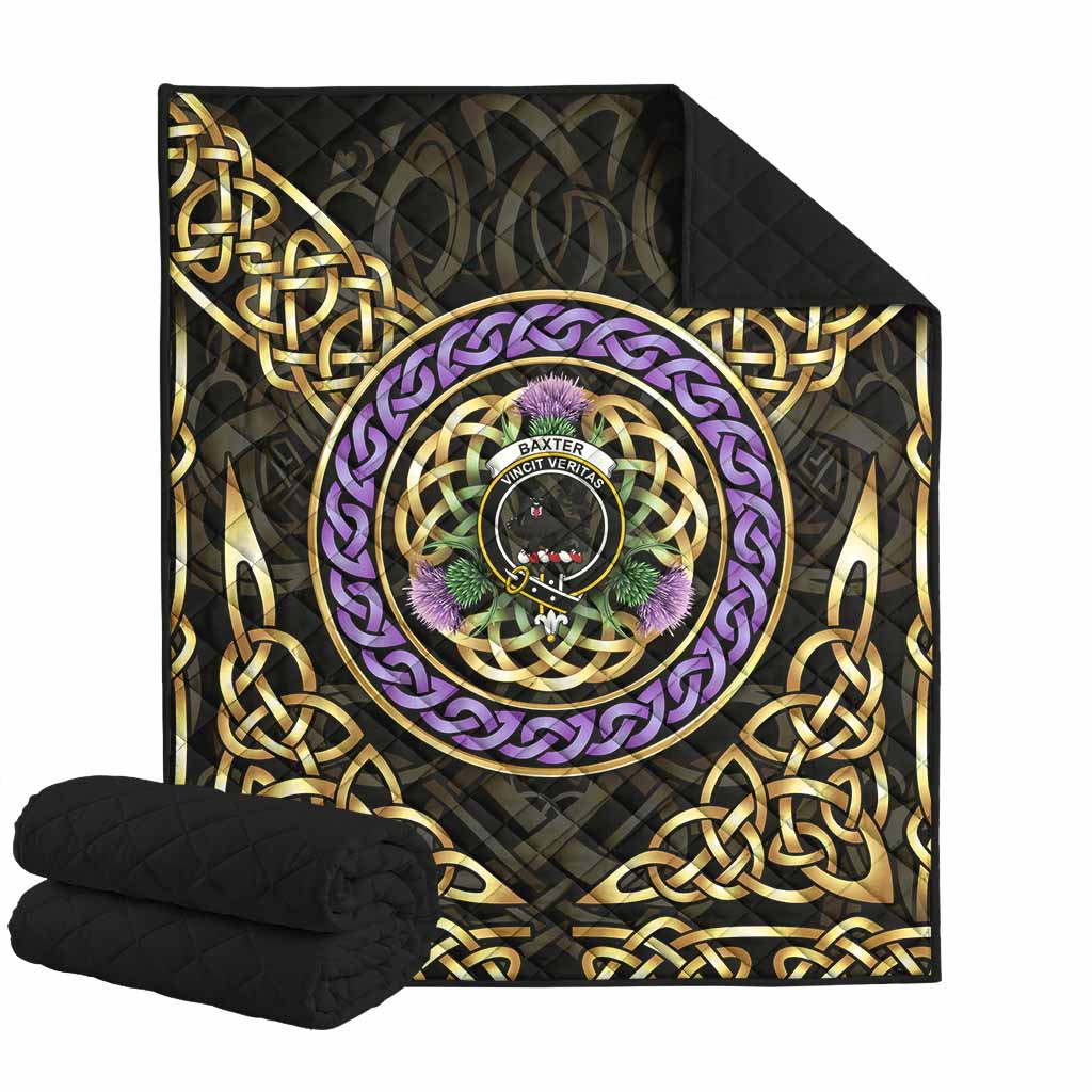 Baxter Clan Crest Premium Quilt Celtic Scottish Thistle Super King Quilt 91" x 110" - Tartan Vibes Clothing