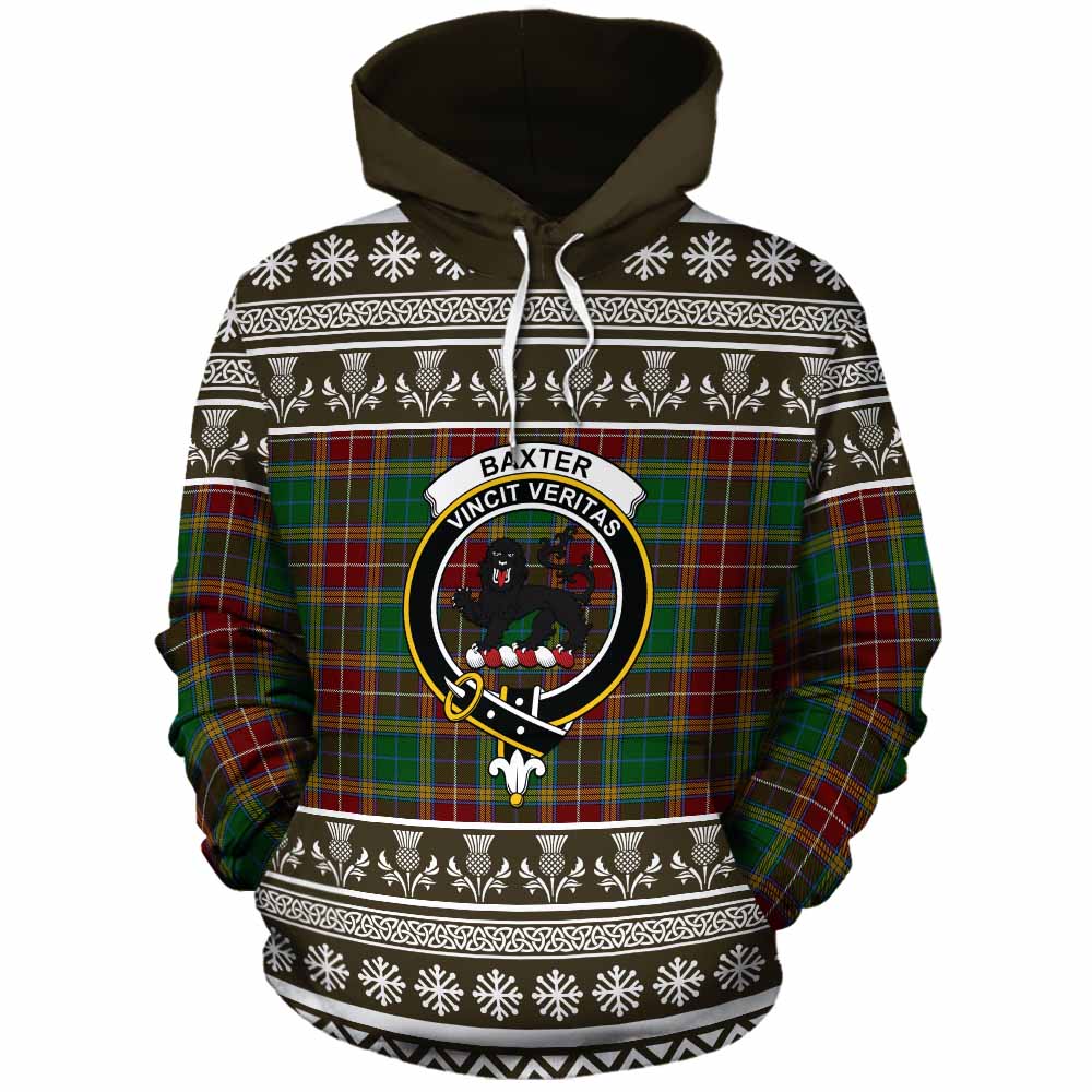 Baxter Clan Tartan Christmas Cotton Hoodie with Family Crest - Tartan Vibes Clothing