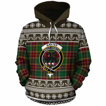 Baxter Clan Tartan Christmas Cotton Hoodie with Family Crest