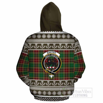 Baxter Clan Tartan Christmas Cotton Hoodie with Family Crest