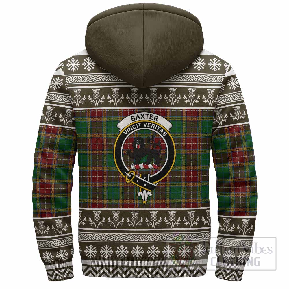 Baxter Clan Tartan Christmas Fleece Hoodie with Family Crest - Tartan Vibes Clothing