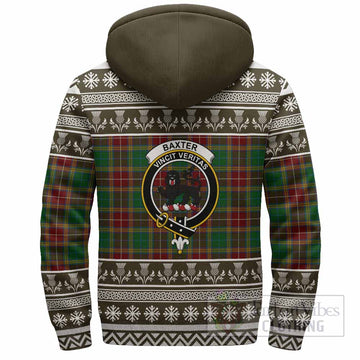Baxter Clan Tartan Christmas Fleece Hoodie with Family Crest